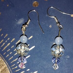Elegant Silver and Blue Beaded Earrings